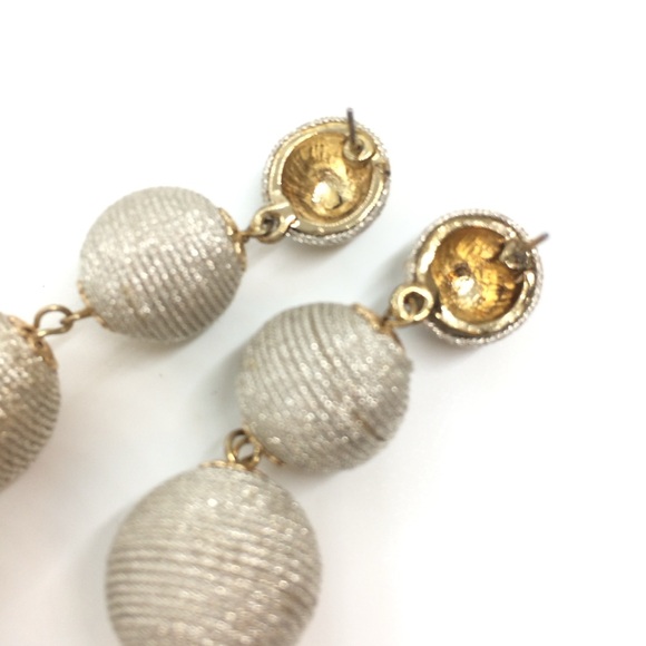 3/$30 SILVER BAUBLE GRADUATED BALL DROP EARRINGS THREAD WRAPPED STATEMENT PARTY - Picture 6 of 10